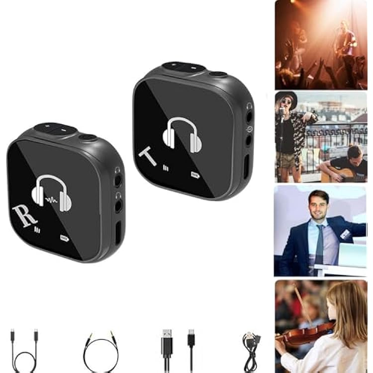 5.8G Wireless in Ear Monitor System,Stereo Wireless IEM System Transmitter and Beltpack Receiver,Professional in Ear Monitor for Computer Phone Sound Card Studio Band Rehearsal Live Performance A