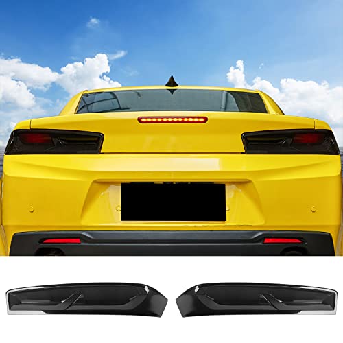 Tail Light Lamp Covers, Smoked Rear Light Guards Compatible with 2016 2017 2018 Chevrolet Chevy Camaro Exterior Accessories, ABS Smoke Black