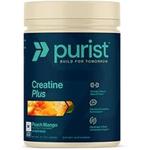 PURIST Creapure Creatine Plus Monohydrate | Workout Powder Supplement | Women Men Muscle Strength Energy Recovery | Clean Nutrition | NSF Certified | Contains Sugar Free Stevia (Peach Mango)