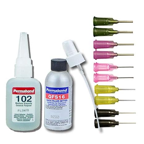 Permabond 102 Instant Adhesive-Medium Viscosity CA Super Glue, Great for Plastic & Rubber Tip Kit & Accelerator