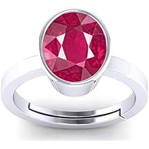 LMDPRAJAPATIS 10.25 Ratti Oval Shape Created Ruby Stone Delicate Adjustable Ring- 925 Sterling Silver - Hand Made Jewelry