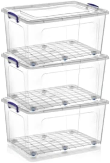 Wheel Lock Storage Box 50 Liters 3 Pieces Wheel Storage Container White
