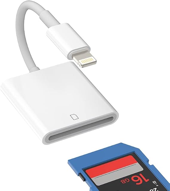 SD Card Reader for Iphone Lightning to Camera Memory Accessories Compatible With Ipad2020 2019 2021 13 12 11 Pro Max X XS XR 8 7 6 S Plus Se Air Mini Photo Adaptador Viewer Adapter Apple MFI Certified