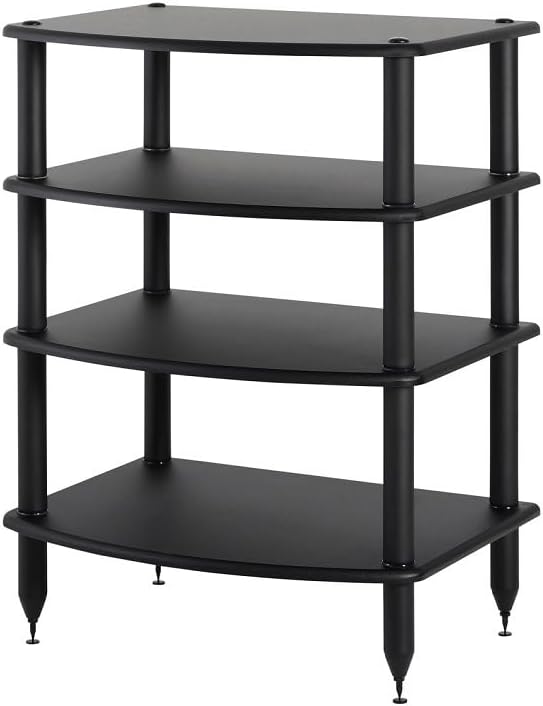 Pangea Audio Vulcan Four Shelf Audio Rack, Media Stand, and Components Cabinet 4 Shelf Black