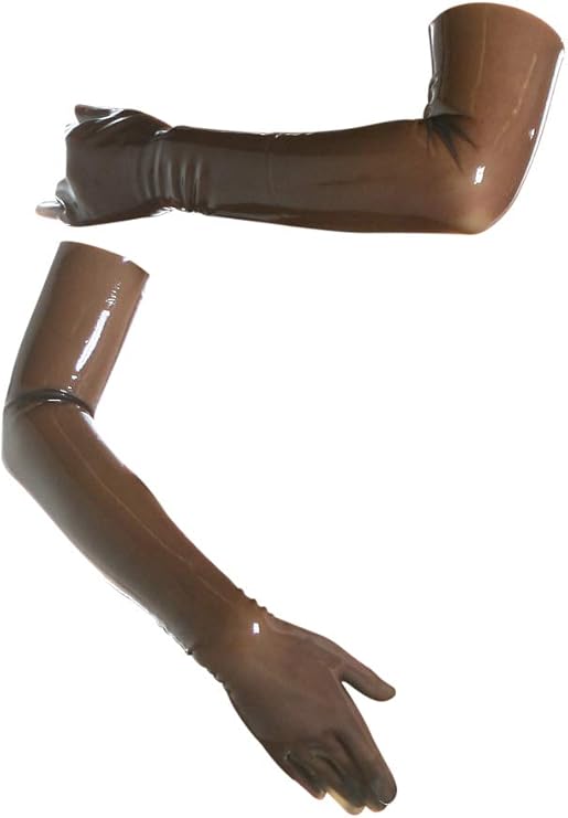 Premium Latex Long Gloves - Fetish - Smokey Gray Translucent (Medium - Washed & Shined)