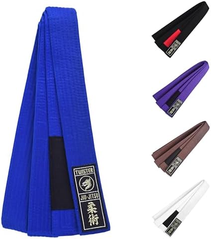Twister Jiu Jitsu BJJ Belt 1.5 Wide for Men Women Adults | Premium Cotton with Woven Patch | 8 Row Stitching |