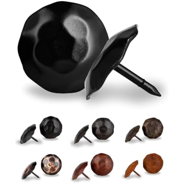 25 Pack 1.25 Large Round Head Clavos Decorative Nails Black Handmade Rustic Round Fasteners for Farmhouse Shutter, Faux Wood Beams, Barn Door, Shutters, and Gates Ornamental Wood Accent