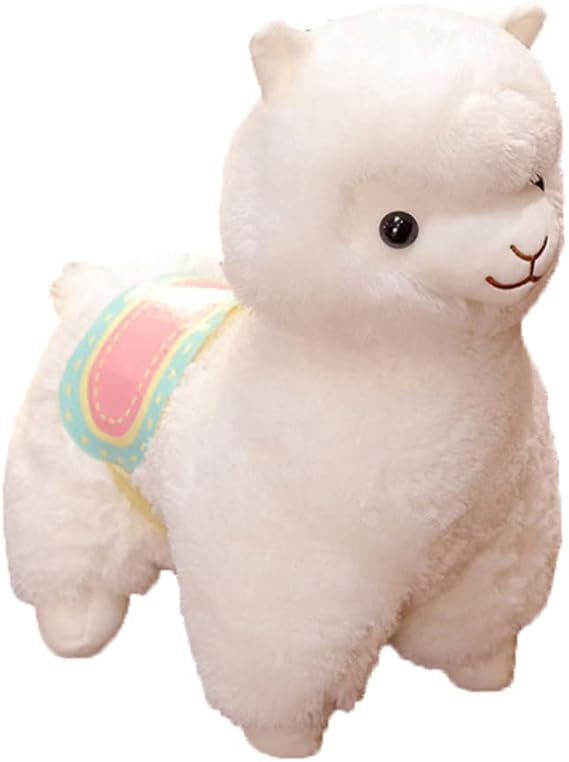 Cartoon Llama Plush Stuffed Toy, Alpaca Fabric Doll for Kids, White Soft Cuddly for Girls & Boys