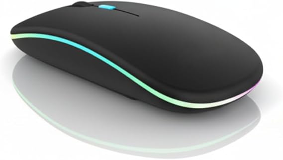 Infomax Kablosuz Mouse, Çift Modlu (Bluetooth 5.0 + 2.4Ghz USB) Şarj Edilebilir RGB Işıklı Sessiz Mouse, PC, Laptop, Macbook, Tablet, iPad, Telefon Uyumlu (BGMS, Siyah)