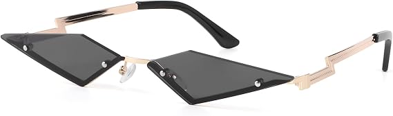 Retro Diamond Shape Sunglasses for Men & Women, Metal Quadrilateral Frame Shades UV Protection Film Sun Glasses