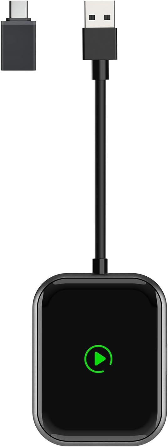 Wireless CarPlay & Android Auto Adapter 2-in-1 Plug & Play Solution, Converts Wired Systems to Wireless, Compatible with iPhone & Android