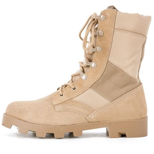 Mens High Top Lace Up Work Military Tactical Boots Non-Slip Rubber Outsole Wear Resistance Lightweight Combat Boots For Outdoor Trekking Commando Army Desert Jungle Backpacking