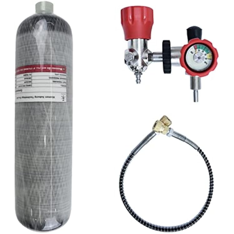 TUXING Universal 3L 4500psi Carbon Fiber Air TankEmpty Bottle& Paintball Fill Station with Valve Regulator Gauge for PCP Game