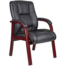 Boss Office Products Mid Back Wood Finished Guest Chair, Mahogany (B8999-M)