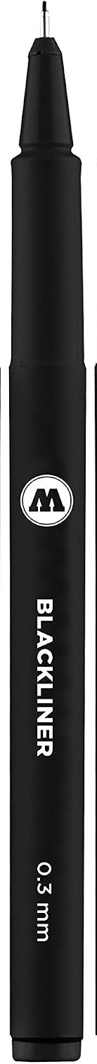 MOLOTOW Blackliner Pen, .3mm Tip, Black Permanent Ink, 1 Each 703.204