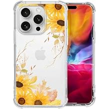Compatible with iPhone 16 Pro Max Case,Soft TPU Transparent Shockproof Protective Cover Clear Case for iPhone 16 Pro Max,Sunflower