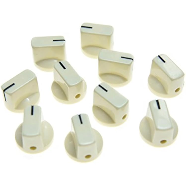 KAISH 10pcs Guitar AMP Effect Pedal Knobs Pointer Knob with Set Screw Aged White