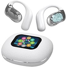 Piluyaa Open Ear Earbuds Ultra Comfort Wireless Bluetooth 5.4 Headphones Over The Ear Earbuds with Intelligent Touch Screen EarHooks IPX7 Waterproof Bone Conduction Earphones for Fitness Sports-White