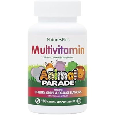 NaturesPlus Animal Parade Childrens Chewable Multivitamin - 180 Animal-Shaped Tablets, Pack of 2 - Natural Assorted Flavors - Vegan, Gluten Free - 180 Total Servings