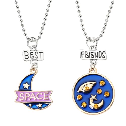 Best Friend Necklace Moon and Star Gifts for Women BFF Matching Necklaces for 2 Christmas Gifts for Besties Long Distance Friendship Necklaces for Two Stocking Stuffers for Best Friends