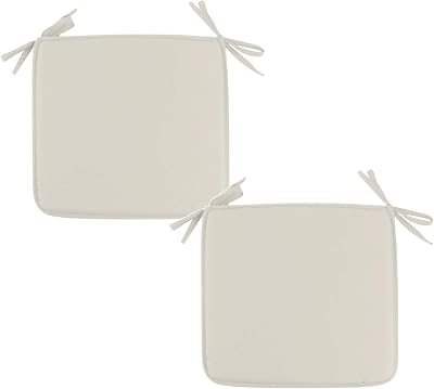 2Pcs Square Strap Garden Chair Pads Seat Cushion for Outdoor Bistros Stool Patio Dining Room 14x14 Seat Cushion Beige
