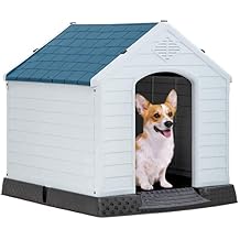 BestPet Dog House Indoor Outdoor Insulated Kennel Durable Plastic Dog House for Small Medium Large Dogs Weather & Water Resistant Pet Crate with Air Vents and Elevated Floor