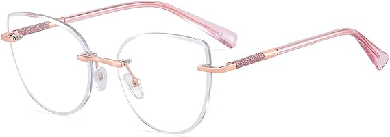 Clear Lens Rimless Glasses Female Metal Trendy Cat Eye Glasses Frame Women Eyewear