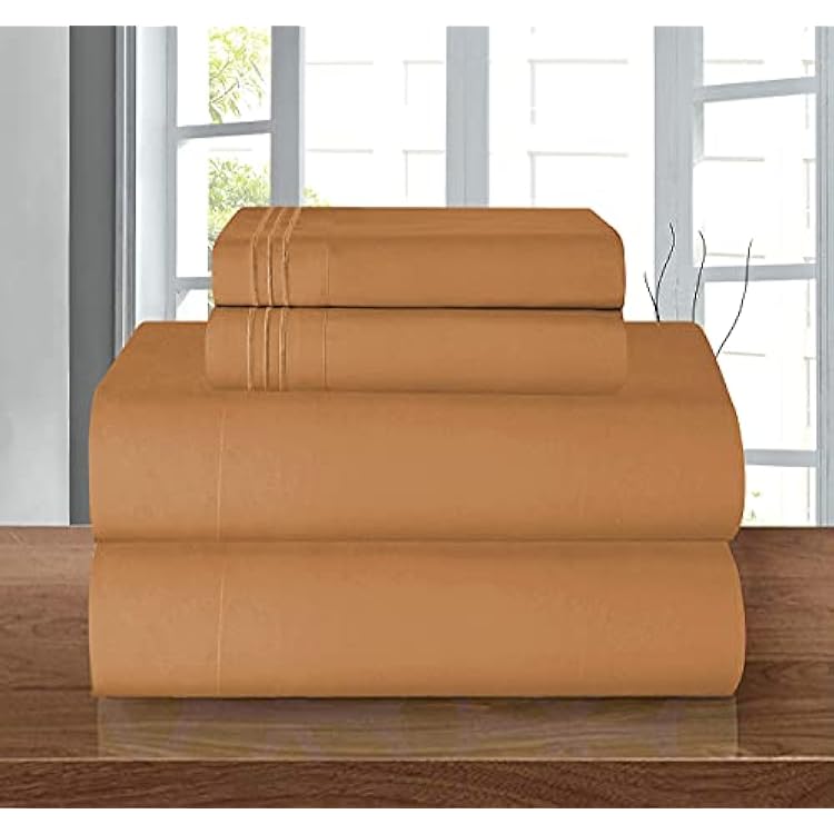 Elegant Comfort Luxury Soft 1500 Premier Egyptian 4-Piece Premium Hotel Quality Wrinkle Resistant Coziest Bedding Set, All Around Elastic Fitted Sheet, Deep Pocket up to 16inch, King, Bronze