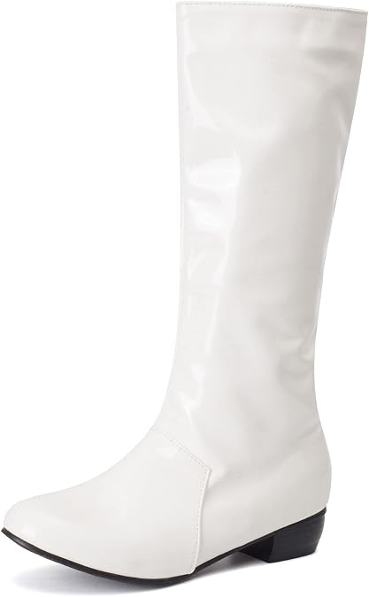Elbslutt Women's Knee High Gogo Boots Wide Calf Chunky Heels Boots Patent Leather Low Block Heeled Long Boots Zip Up