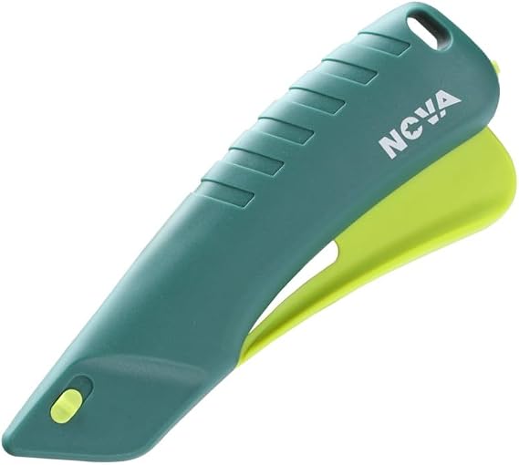 Nova Smart-retracting Squeeze Trigger Knife, Safety Box Cutter, Utility Knife, Ambidextrous Design, Replaceable and Durable Blade, Ideal for Cutting Boxes