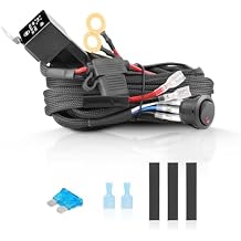 AKD LED Light Bar Wiring Harness Kit - 12V 40A Relay Fuse Rock Switch for Offroad Driving Lights - Nylon Harness for Truck Pickup ATV UTV SUV Boat