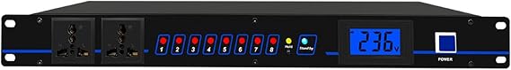 Stereo Equalizer, Home Audio Equalizer, 8-Way Power Output/Forward and Reverse Time Switch/Real Time Frequency Level Display, for DJ Stations
