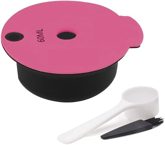 for Bosch silicone Coffee Filter, Reusable Coffee Capsules Refillable Coffee Filter Pods with 1 Spoon and 1 Brush for Bosch Series Coffee Machine (60ml Pink)