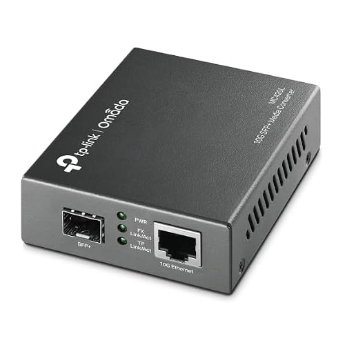 TP-Link Omada 10G Multi-Gigabit SFP Media Converter, 1G2.5G5G10Gbps RJ45 Port, Hot-Swappable SFP Slot, IEEE 802.3anaeaq, LED Indicators, Plug & Play Fiber Optics Extension