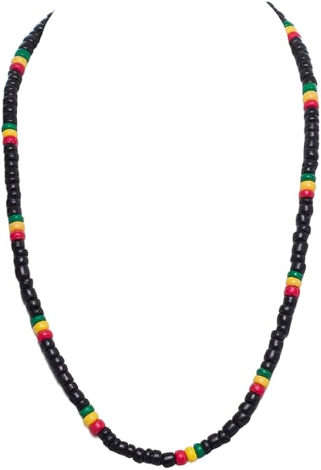 BlueRica Rasta Coconut Shell Beads Necklace