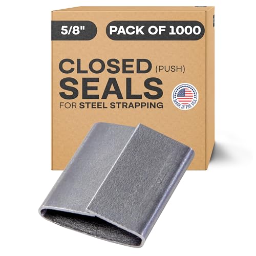 IDL Packaging Closed Push Type Seals for 58 Strap Width Steel Strapping Pack of 1000 - Superior Holding Power - Sturdy Metal Clips for Reliable Securing of Packaging Banding