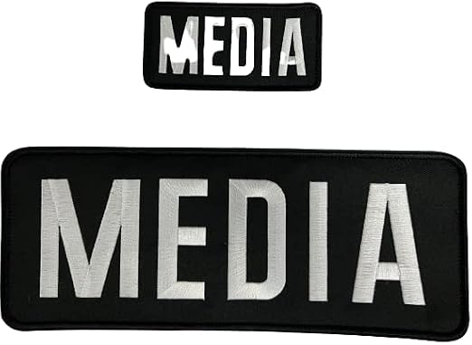 Media Patches Large 4x10 and Small 2x4 Raised Embroidered with Hook and Loop