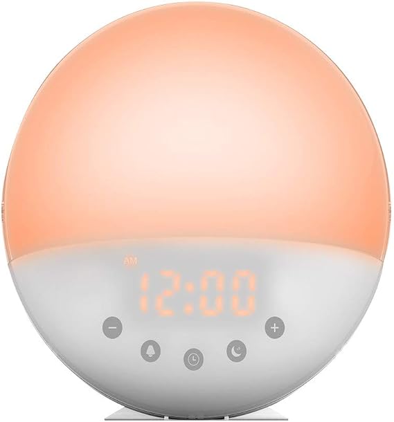 Alarm Clock with Sun Simulation FM Radio Nude Function Bedside Lamp Smart Alarm Clock Interior Clock Multi-Function Clock Sleep Goods