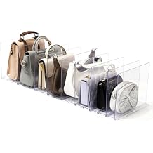 Bag & Purse Organizer for Closet, 2 Pack Adjustable Shelf Divider for Closet - Clear Handbag Shelf Dividers Acrylic Handbag Separators Storage Organizer for Closets Bookshelf (10 Layers)