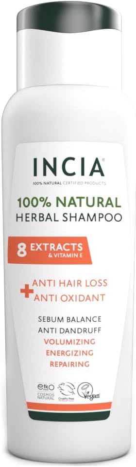 INCIA%100 Doğal Saç Dökülmesine Karşı Etkili Şampuan 8 Değerli Bitki Ekstresi Vegan 275 ml
