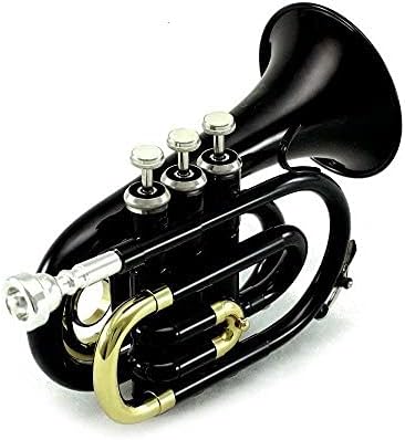 Brass Bb Pocket Trumpet with Case, Gold (Black)