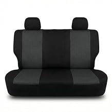 FH Group Automotive Rear Car Seat Covers for SUV, Trucks, Sedan and More - Universal Fit Front High Back & Rear Solid Bench Design Interior Accessories - 3D Mesh Fabric Center Panel - Black
