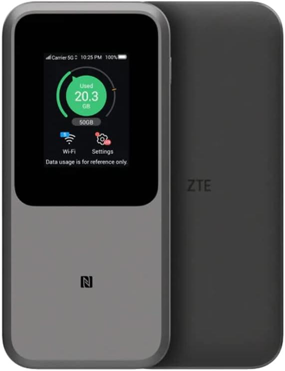 zte mu5120 - the most powerful portable 5g wifi hotspot huge 10000mah battery 18w reverse charge nfc 2.4 touch screen connects 64 devices - sim slot unlocked