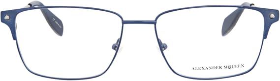 Alexander McQueen Square/Rectangle Optical Frames Blue Silver Transparent Luxury Eyewear Made In Italy Metal Frame Designer Fashion for Everyday Luxury
