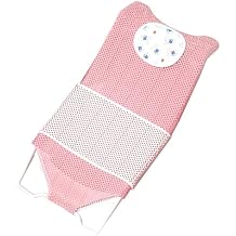 Baby Bath Seat Support, Non Slip Mesh Cushion Portable Bath Tub Seat Net for Newborns to Toddlers Pink PP Material with Pillow and Slip Pad