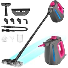 Heavy Duty Handheld Steam Cleaner for Cleaning with Lockable Steam Button&11pcs Accessories, Unlimited Water Addition for Continuous Steaming, Multi-Purpose Steamer +Floor cleaning tools