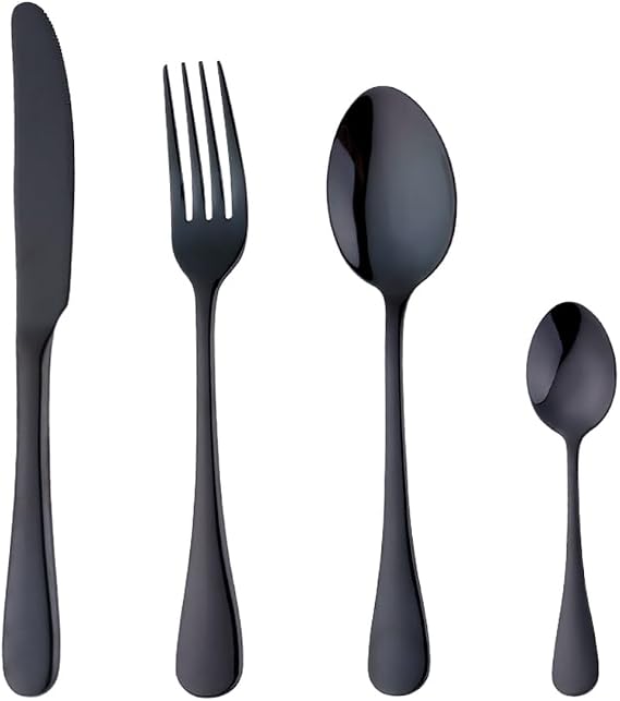 Stainless Steel Flatware Set of 1,4 Pieces withTable Knife Fork Spoon Teaspoon,Silverware, Kitchen Utensil Cutlery Set, for Home Kitchen,Table Dining