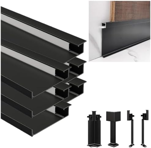 39.3"/3.3ft Led Aluminum Skirting Board, Baseboard Light Molding Trim LED Strip Light Aluminum Channel Profile with Milky Cover for Living Room Office Kitchen Home Decor (6, H 80mm)