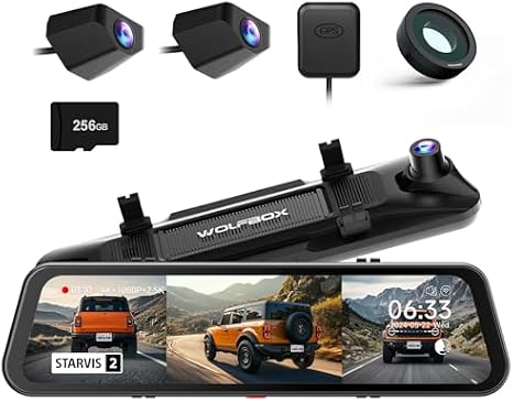 WOLFBOX G900 Tripro Bumper & Mirror Dash Cam Circular Polarizing Lens