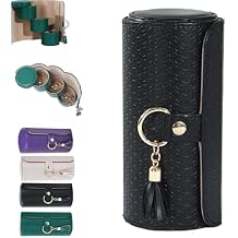 Layered Travel Jewelry Case Elegant Storage, 3-Tier Rotating Organizer with PU Leather Hard Shell, Portable Jewelry Box Black